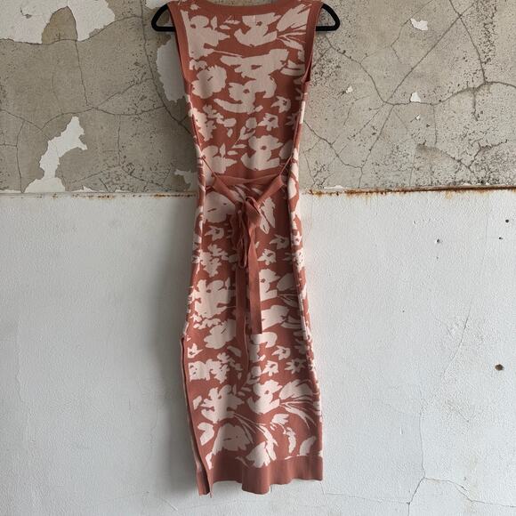 Lost + Wander Floral Knit Midi Dress XS/S Rust Pink Cottagecore Boho Chic - Picture 5 of 8